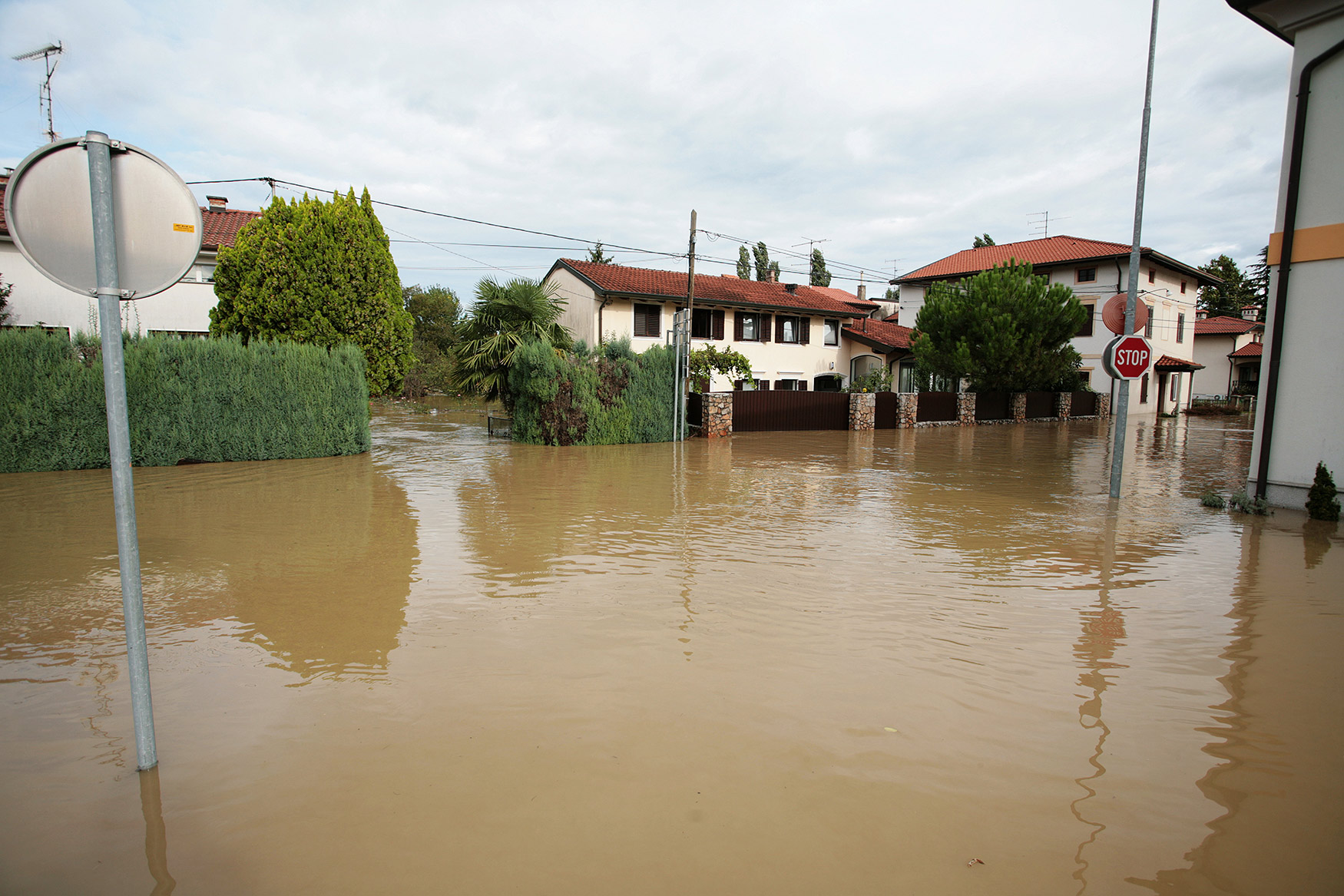 Homes in flood waters